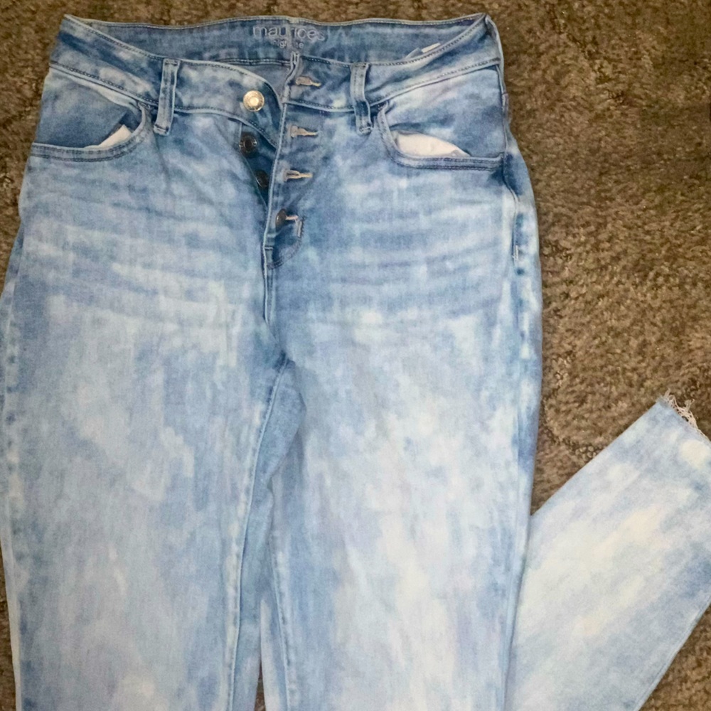 Maurices High Rise Cut Off Skinny Jeans size small long